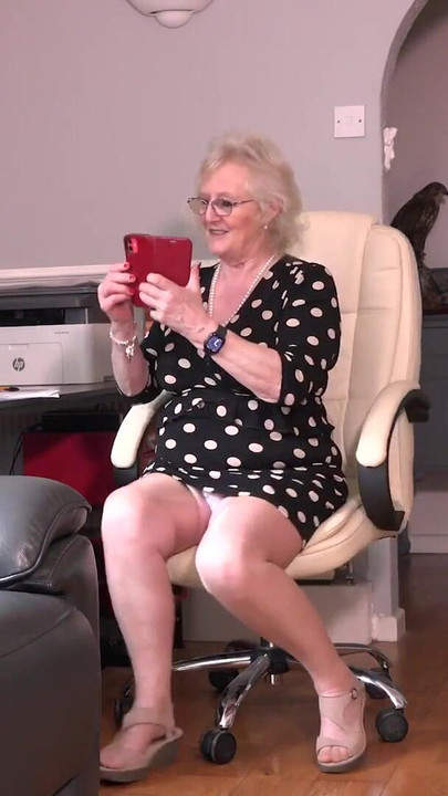 Unforgettable moment from "AuntJudys - Mature Hairy British GILF Mrs. Claire Has Phone Sex at the Office"