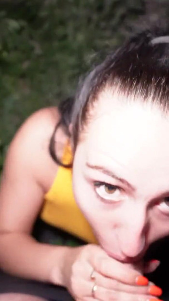 Thrilling moment from "Risky Outdoor Blowjob At Night"
