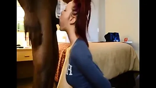 Submissive Redhead Rimming Black Ass and Throatfucked