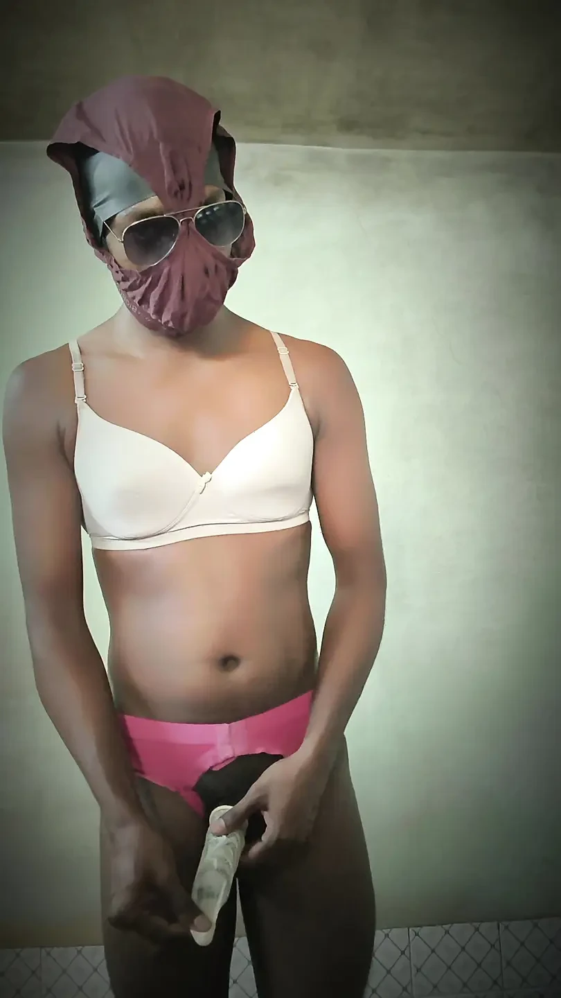 TS Azzy Doing Self Handjob Masturbation With Condom