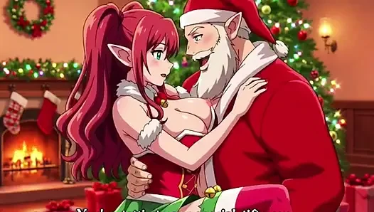 Santa give special gift to busty milf on Christmas