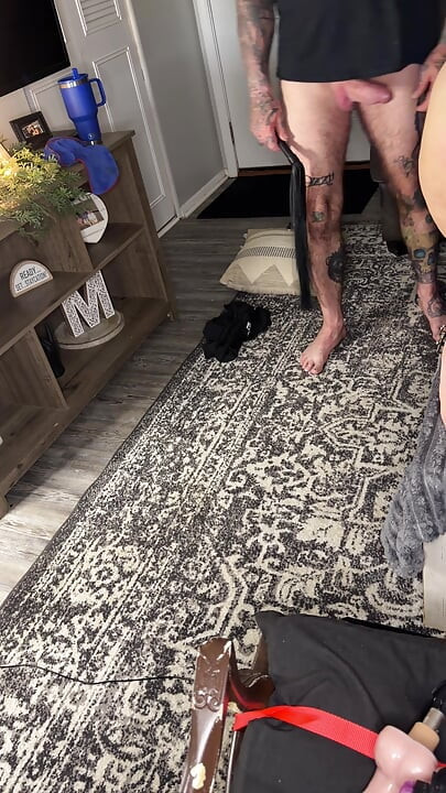 Submissive wife fucked by machine and cums again and again