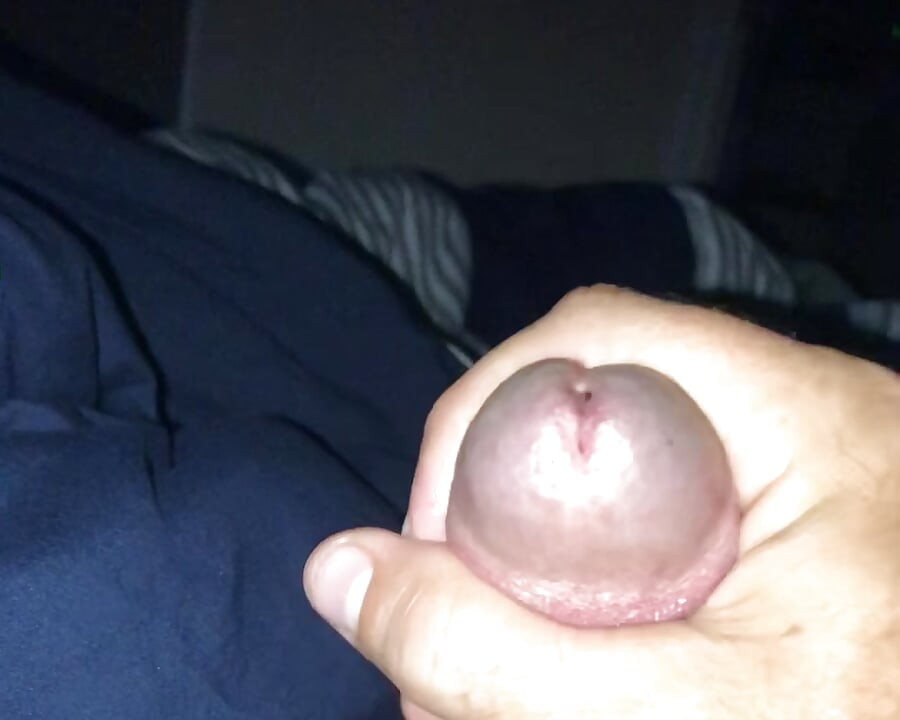 Small cock jerking off to video of big cock cumming