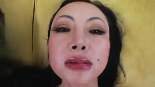 Asian petite MILF gets a big dick in teeny pussy