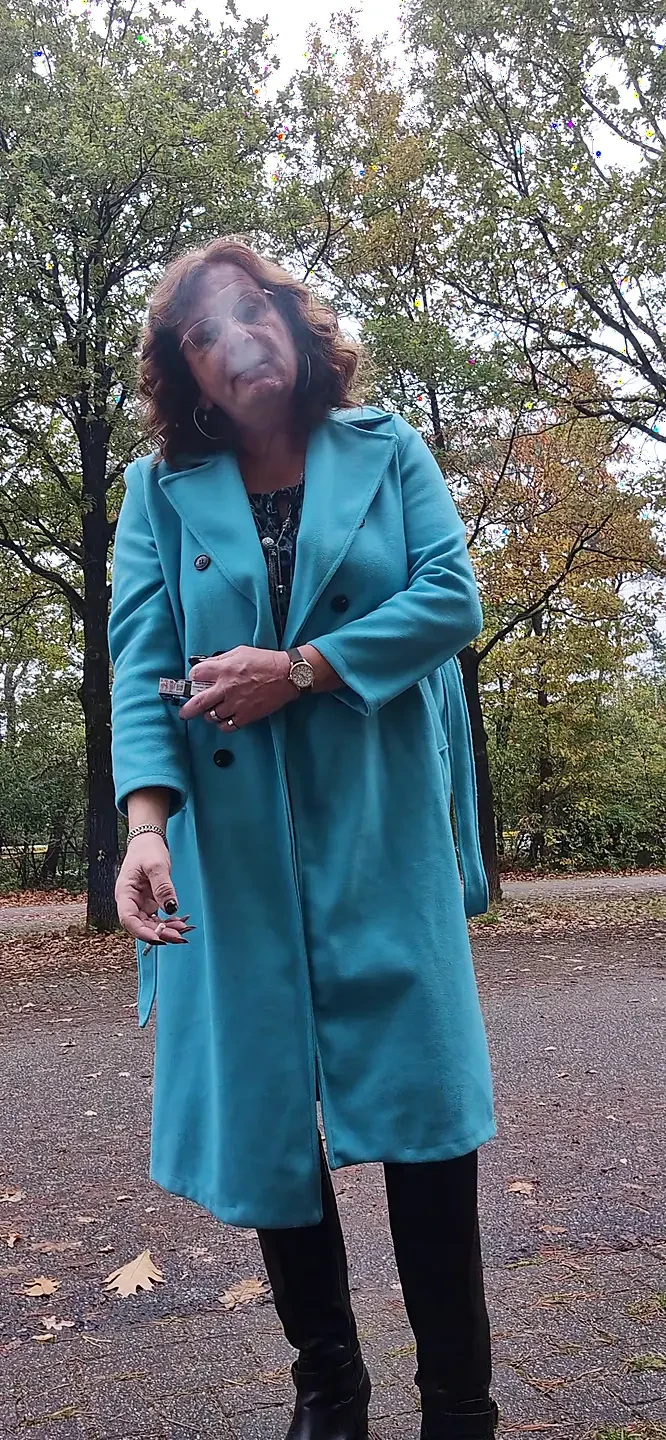 A little tease, smoking outside
