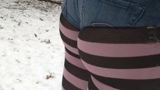 Showing my sissy bubble butt outdoors