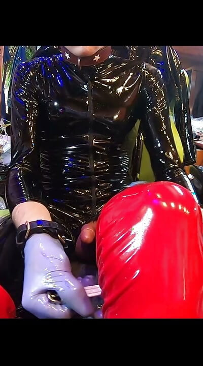 whore fucks ass with a leather latex fetish