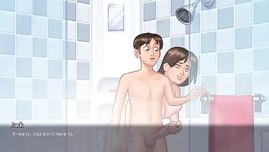 Stepson shower with MILF Stepmom Debbie and had kinky session (Summertime Saga)