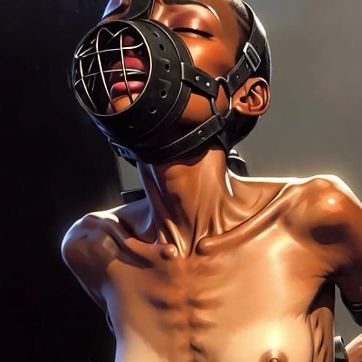 Skinny African Girl in Bondage - Desperate for Big Cock Inside Her