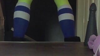 Riding my big dildo's in lycra gear and Nike Sneakers