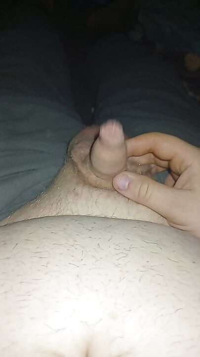 Fat gay jerking uncut cock but no cum