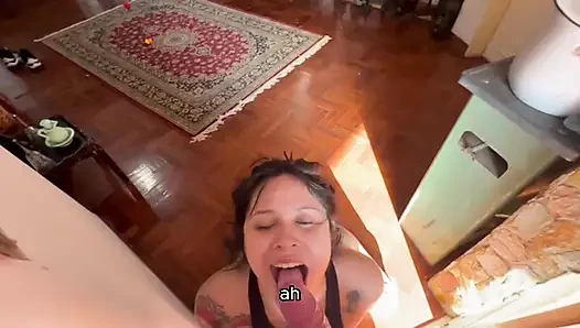 big ass stepdaughter is fuck while my wife is away. I cum in her mouth.  Latina