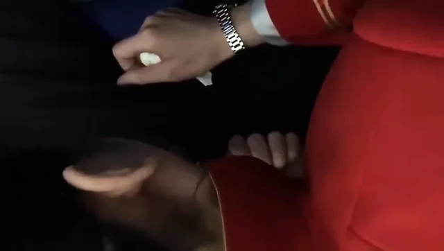 Chinese air hostess gives blowjob