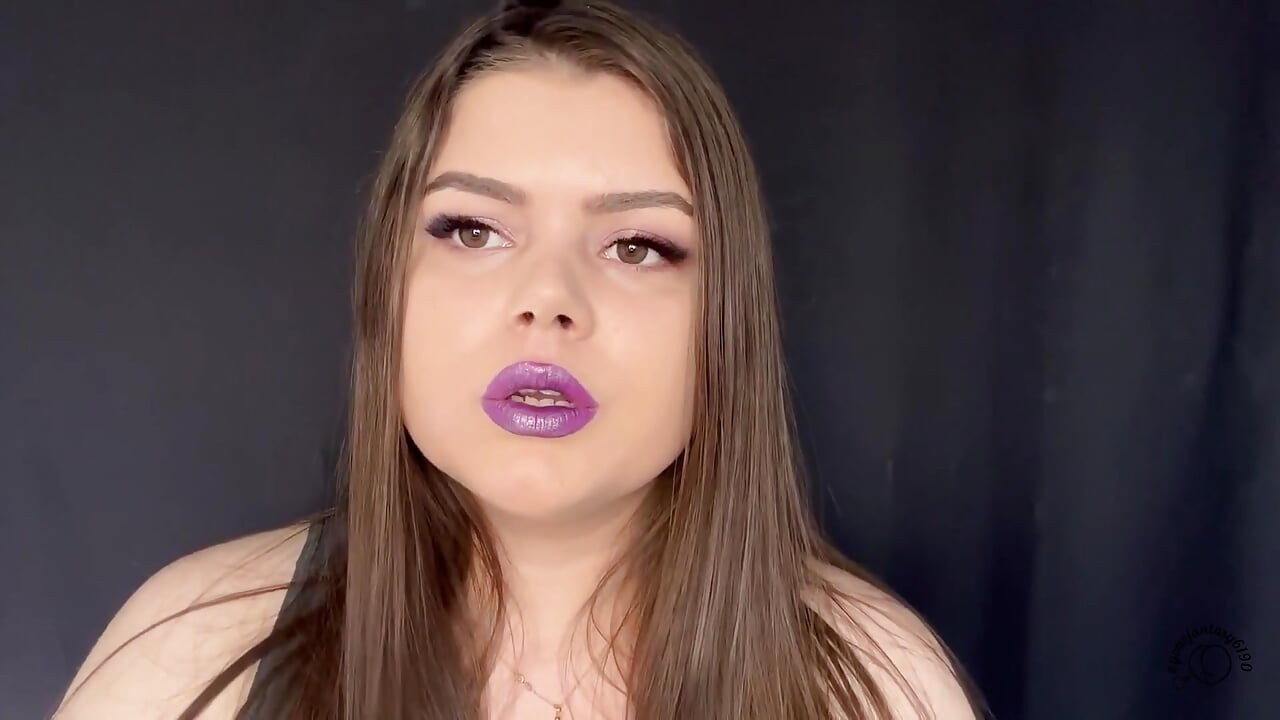 Smoking Cigarettes with Purple Lipstick Close-up