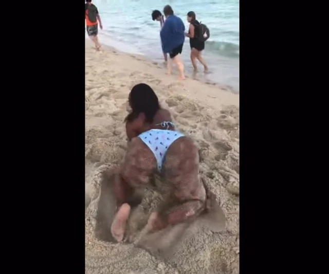 Ebony Booty Eating up Bikini (Deep Wedgie)