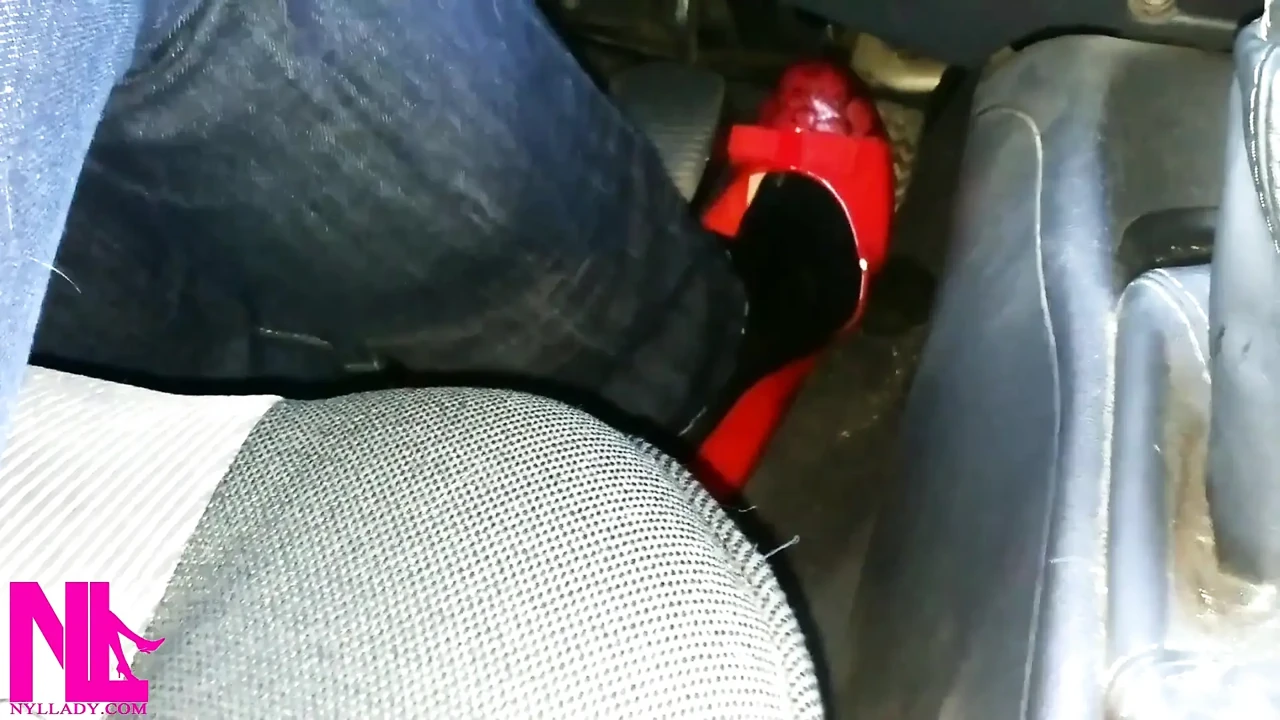Pedal Pumping and Relaxing My Hosed Feet in Red Pattent Flats