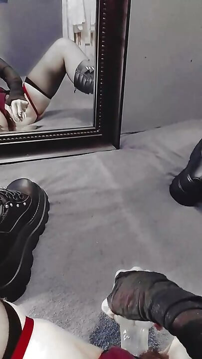 Goth Latina, dildo, boots and uncensored  masturbation