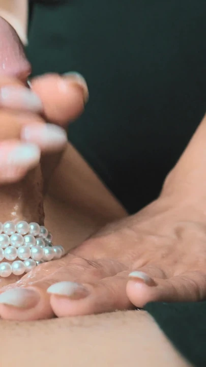 Must-see moment from "I love to stroke my Husbands hard cock"