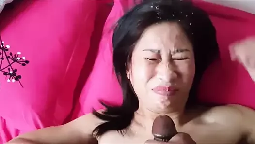 Thai step mom gets facial bukkake