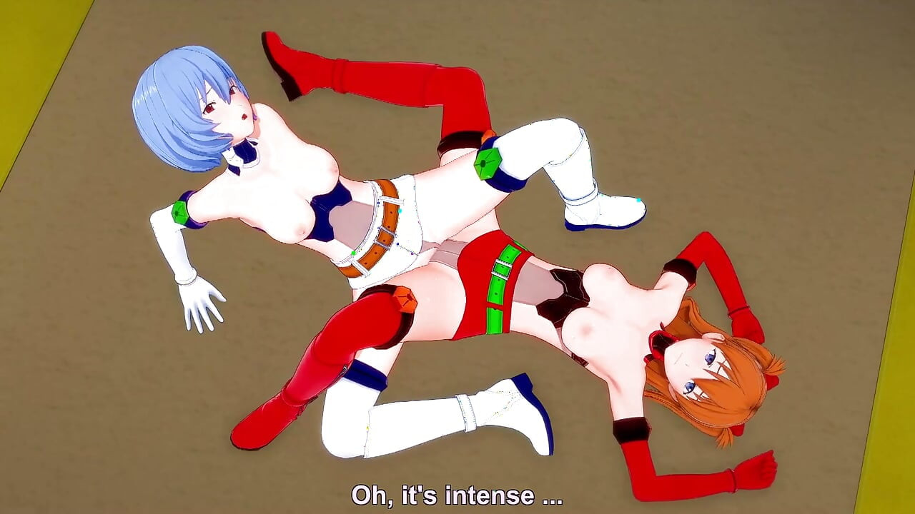 Asuka and Rei Lesbian Scissoring Topless - Neon Genesis Evangelion Hentai Parody