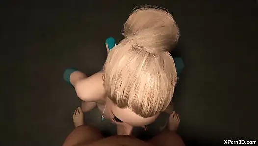 Горячий минет, трах сисек и рта грудастой крошки-блондинки