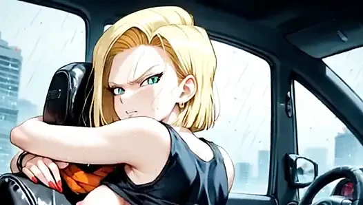 Paro -di. Android 18 bir yabancının arabasında korunmasız seks yaptı. Animasyon Hentai Waifu.