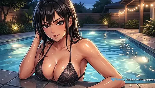Gadis ini di kolam renang pribadi - adegan eksklusif