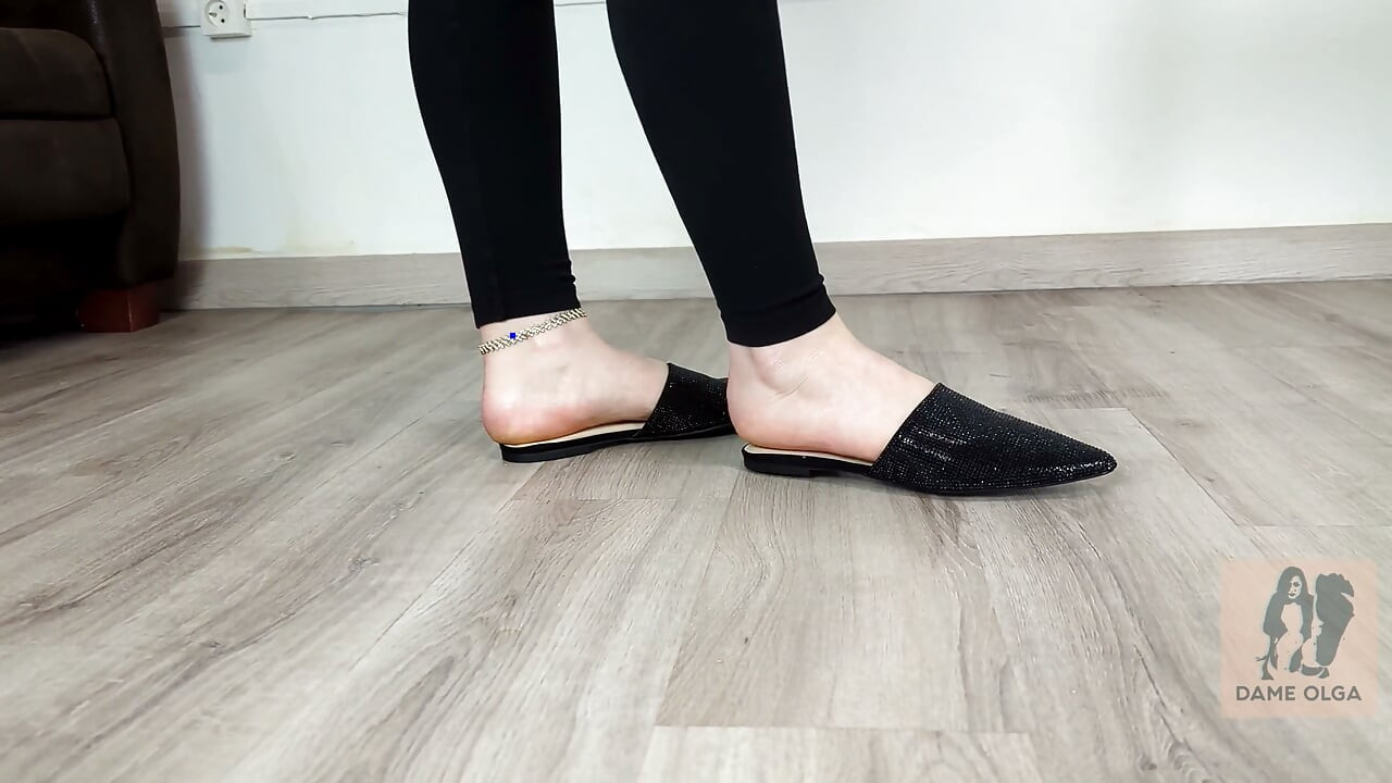 Shoe Collection Pointed-toe Sequin Flat Mules - Dame Olga (4k) (643)