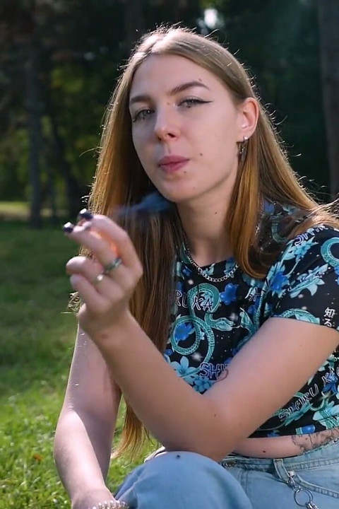 Seductive Russian Beauty Smoking Cigarette Studio Vibes