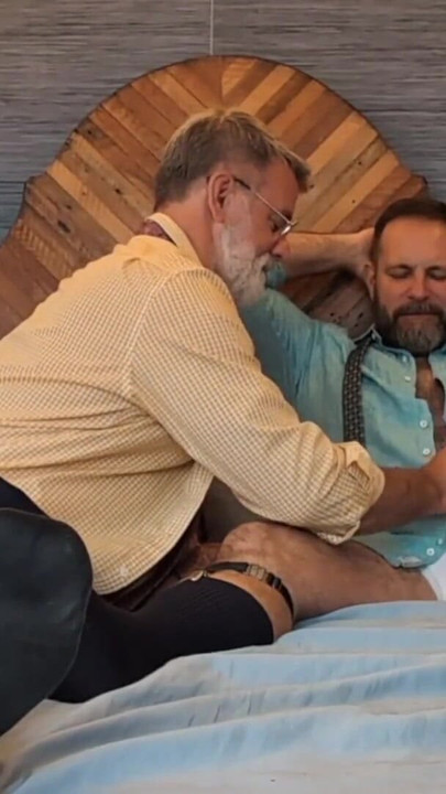 Iconic moment from "Two Hairy Daddys in bed afterwork - Seattle gets bred"