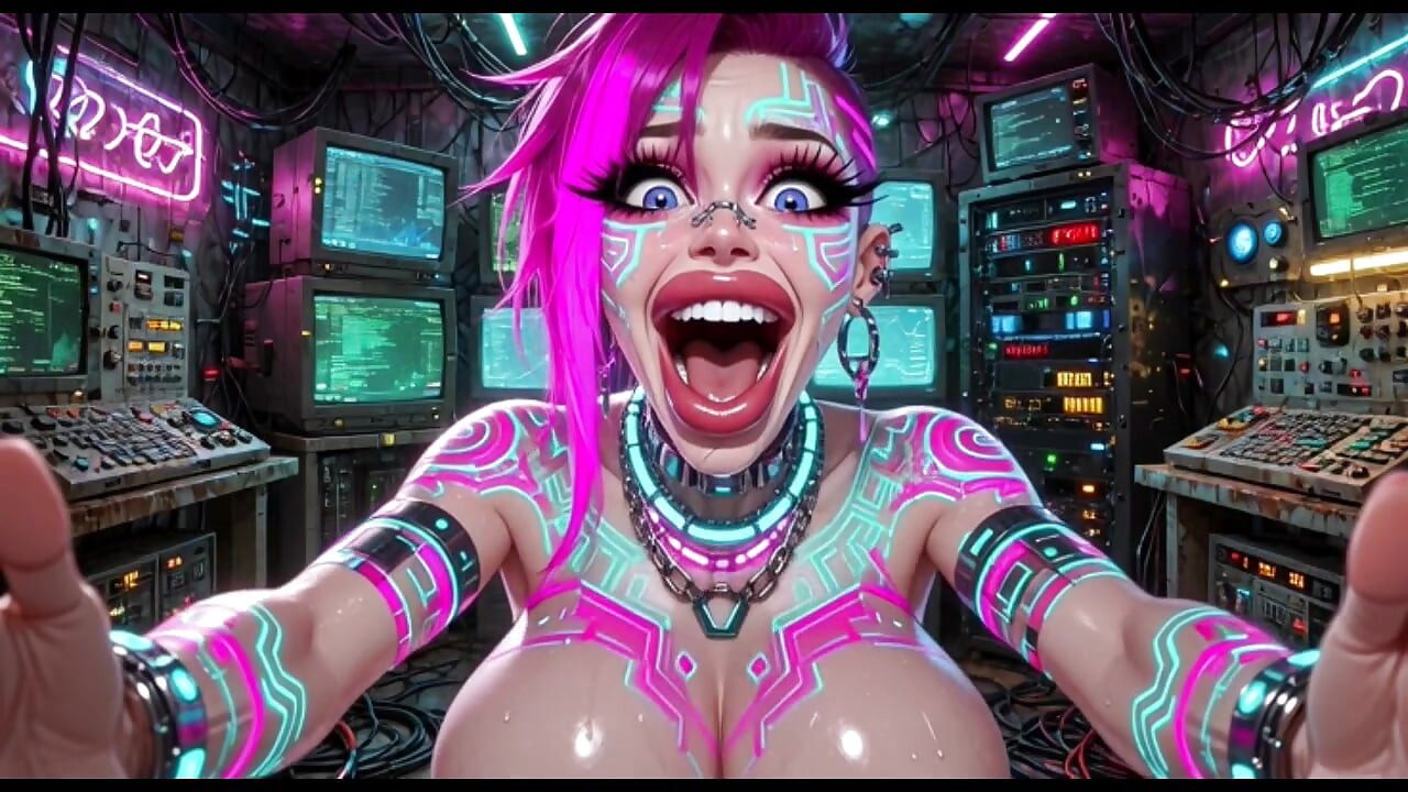Cyberpunk Style Women Bouncing Boobs, Ai Animation