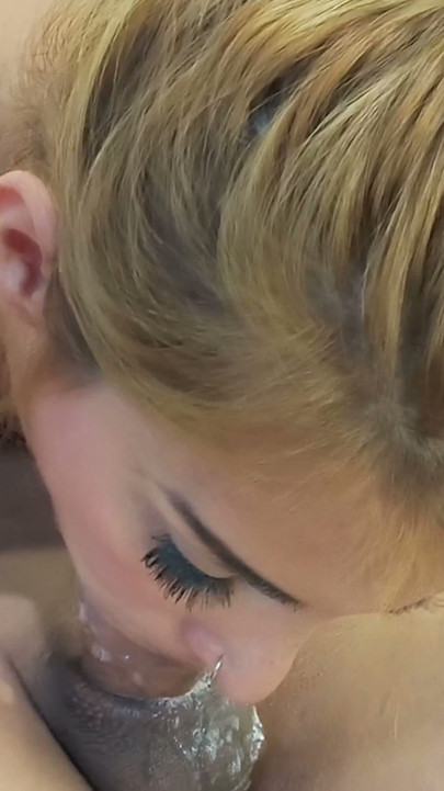 Close up. No hands, super wet blowjob. He cums three times in my mouth | Clip 1