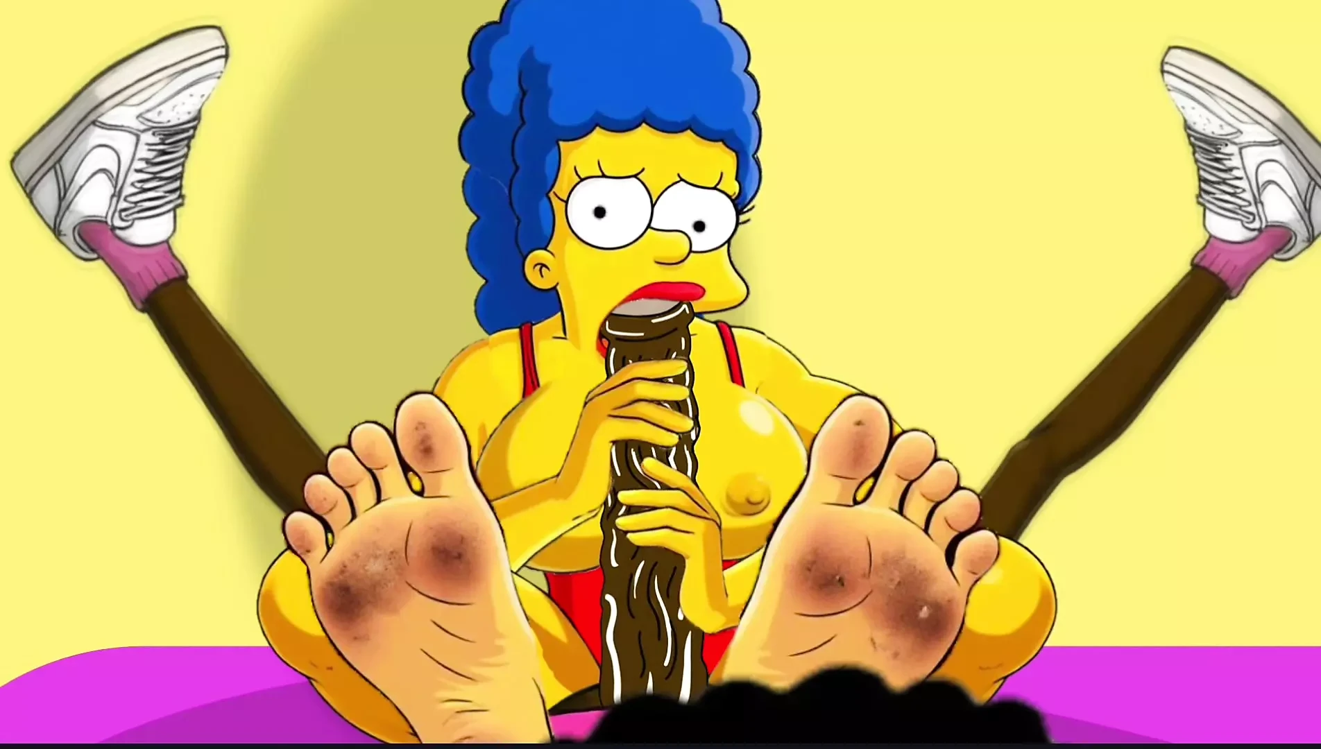 Wife Cheats on Her Husband with a Fitness Trainer. Cartoon. Simpsons Parody