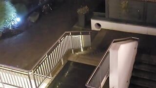 Risky jerking off on hotel balcony