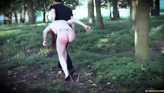 RedHead Dragged In Woods Punished with Wax and Big toy