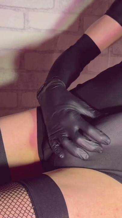 Sporty Femboy In Tight Romper Dress Strokes Her Huge Dick, Spanks a Firm Butt, Jerks Off And Cums | Clip 1