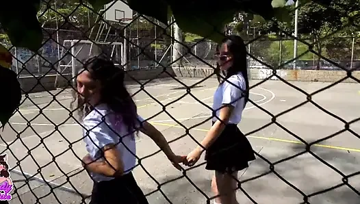 My Rebellious Friend Gets Me to Escape From Class, and We Have Fun Playing Scissors.