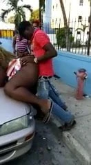 Black BBW whore gets fucked in the street