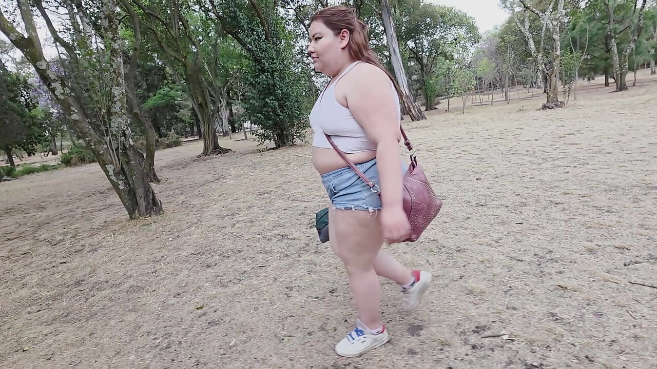 (censored - cut - No People Around) I love walking around in public with cum on my face and showing off my huge ass