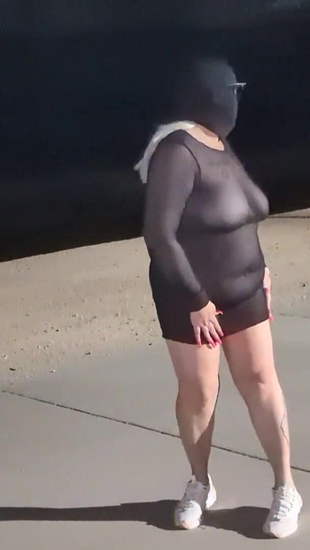 Thick BBW wife strips in public park and role play with hus! BadBlondieMonroe | Clip 1