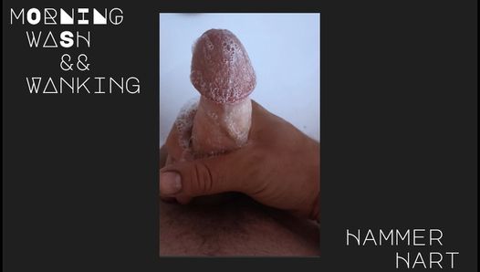 Lavando o pau e masturbando de manhã por martelo Hart