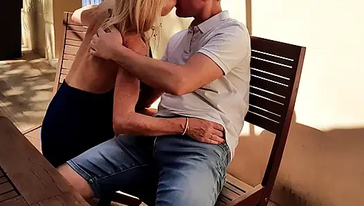 Hot and Horny French Couple Were so Turned on, They uncorked a Bottle on the Patio Table Outside Just by Fucking Beside It
