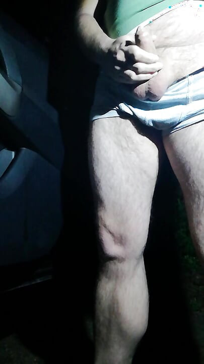 Cum outside of the car by drivers door