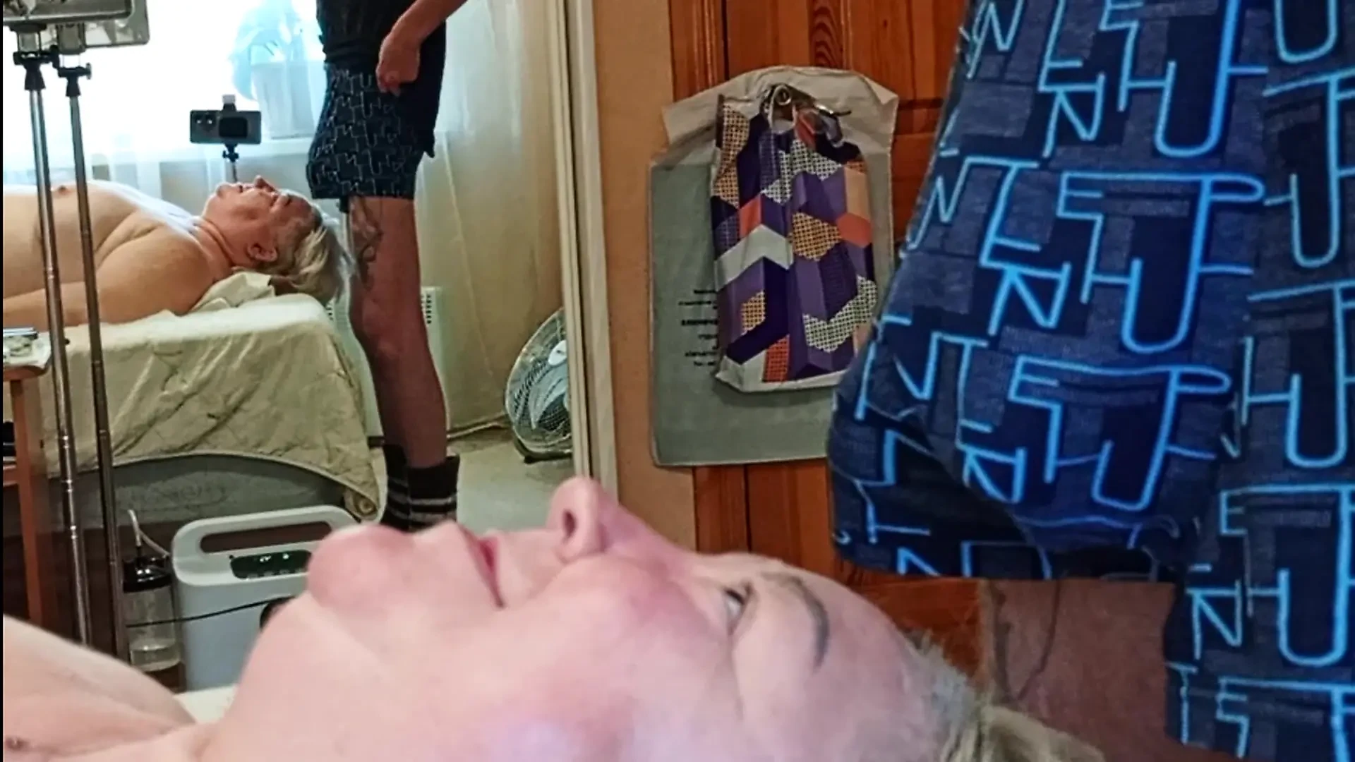 I jerk off my dick and shove it down my neighbor's throat and then cum in her mouth