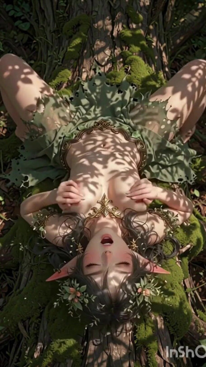 Cute 3d anime wood elf having fun in the forest | Clip 3