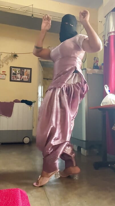 shiny silky satin suit salwar cross dresser indian bhabhi big tits