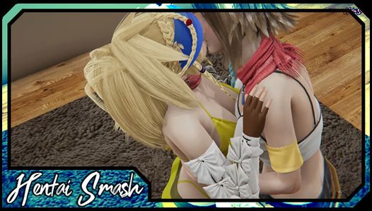 Yuna y Rikku se besan y luego usan un juguete sexual. Final Fantasy X.