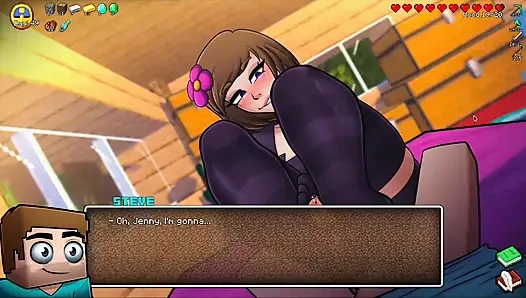 HornyCraft Minecraft Parody - Jenny Gives Steve a Hot Footjob for a Diamond! (Hentai Game Gameplay)