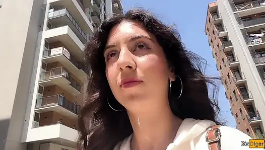 Girl Asks to Cum on Her Face for Cumwalk on the Streets - Blowjob