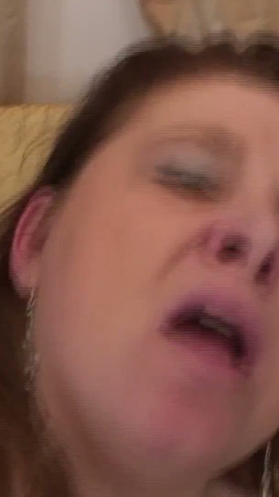 Chubby amateur granny in fishnets gets a facial | Clip 3